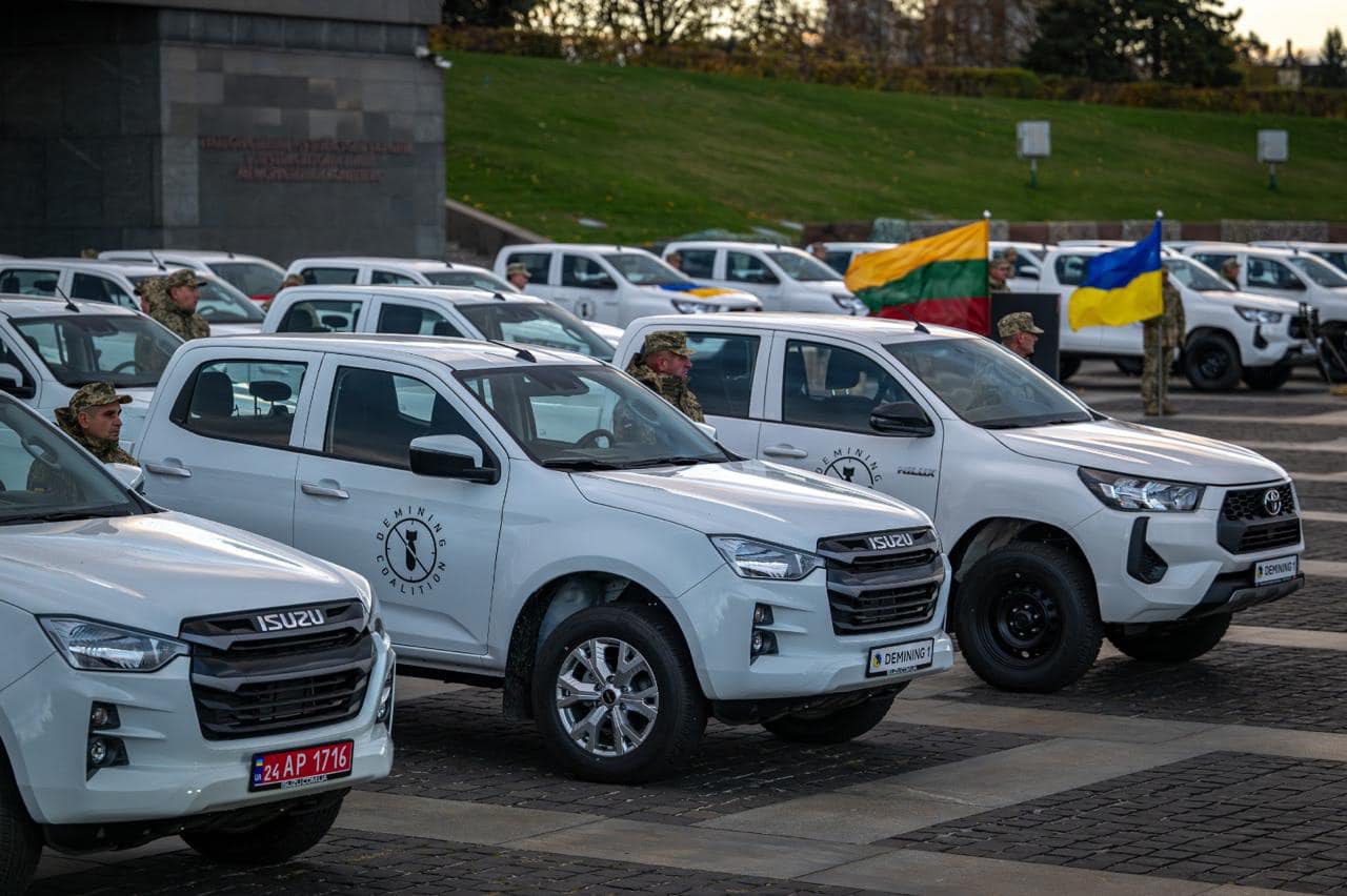 Lithuania provided Ukraine with 230 pickup trucks and 240 mine detectors.