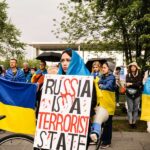 Russia terrorist state rally Ukraine demonstration