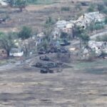 Multiple Wrecked Russian Vehicles Along Road Near Kurakhove/Maksymilianivka