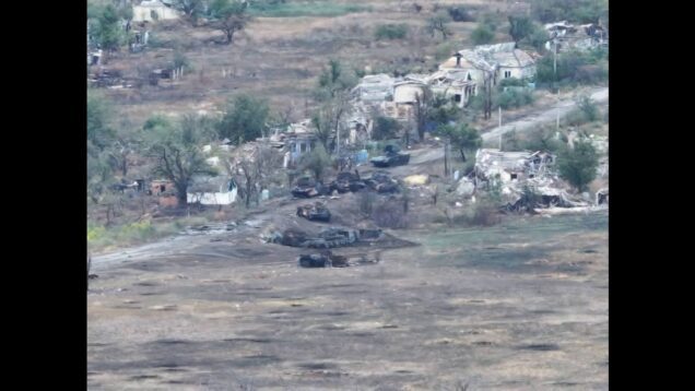 Multiple Wrecked Russian Vehicles Along Road Near Kurakhove/Maksymilianivka