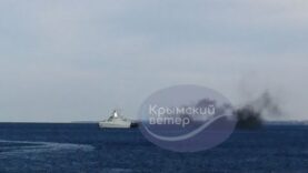 Russian Buyan-M Class Corvette ON FIRE At Sevastopol!