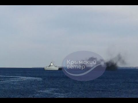 Russian Buyan-M Class Corvette ON FIRE At Sevastopol!
