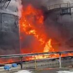 drone strike ignites blaze ignited burning tanks fuel fire oil depot russia’s belgorod oblast local governor says ahowing russia's bryansk january 2024