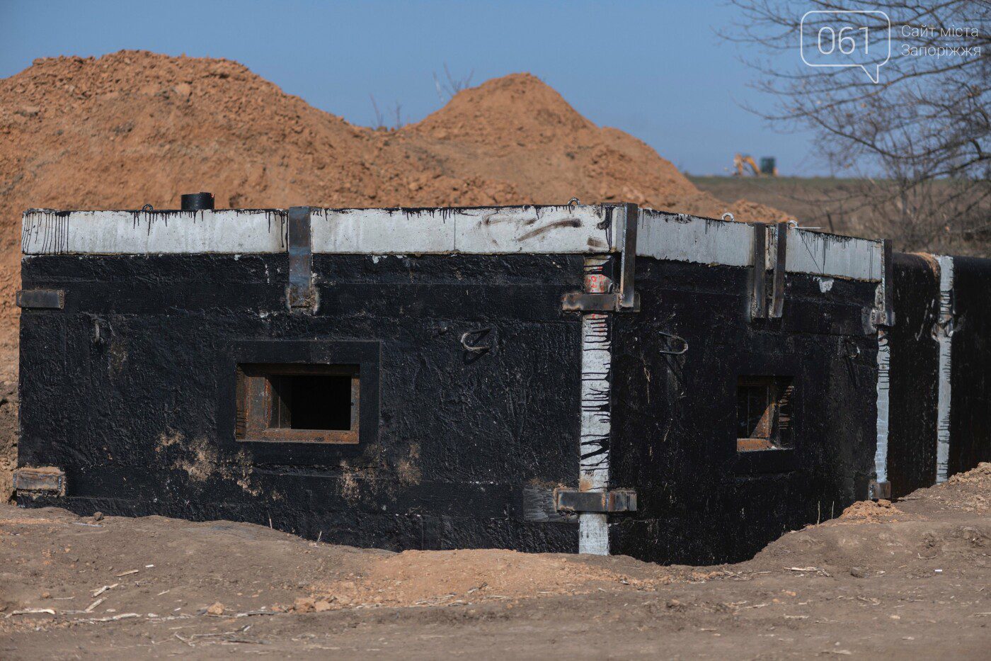 Concrete bunkers are part of fortifications in the Zaporizhzhia Oblast