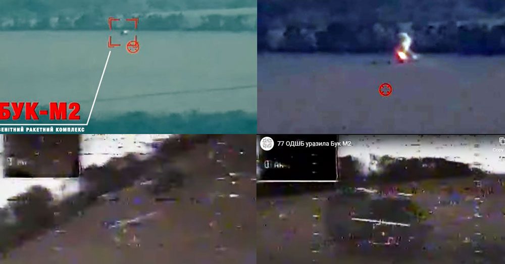 ukrainian drone unit strikes russian buk-m2 air defense system luhansk oblast (video) screenshots 77th brigade's video fpv attack buk m2 telar buk-m2-hit