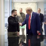 President of Ukraine Volodymyr Zelenskyy, meets with former US President Donald Trump in New York on 27 September 2024.