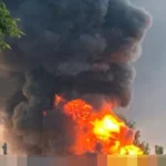 Oil depot on fire in Russia's Smolensk region following drone attack