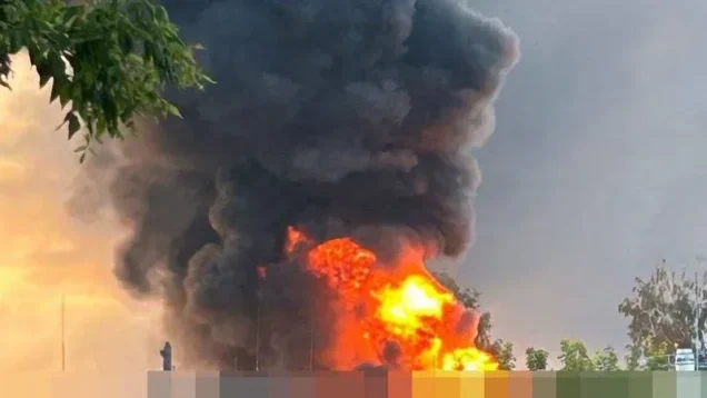 Oil depot on fire in Russia's Smolensk region following drone