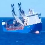 russia claims terrorist attack sank its cargo ship mediterranean russian defense ministry-linked ursa major before sinking 23 2024 mediterennean eywitness's video being promoted submarine ministry-affiliated company caused three explosions vessel