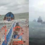 two russian tankers sink near kerch strait amid storm sinking 15 2024 screenshots liga telegram/112 russian-tanker-being-promoted-to-submarines volganeft carrying mazut fuel occupied crimea after being damaged sea one 27 crew member