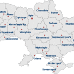 Ukrainian oblasts (regions) map.