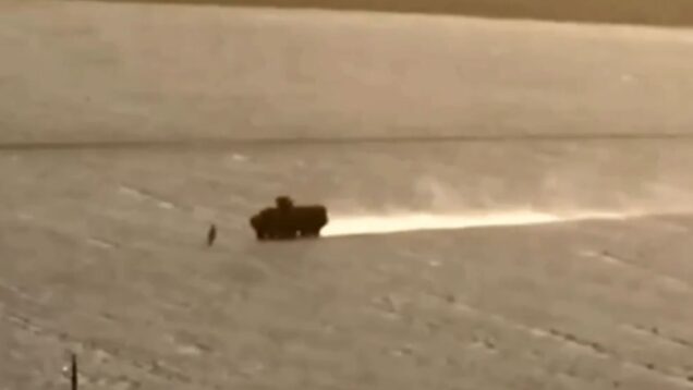 Ukrainian Stryker crew runs over Russian soldier in Kursk Oblast