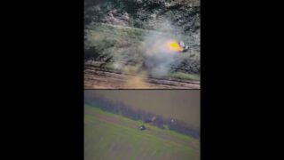 Russian T-80 Plays Hide and Seek with a Drone and