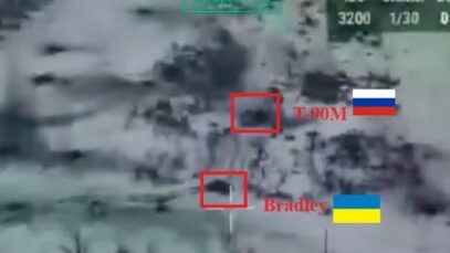 Two Bradleys Versus a T-90M at Close Range and Win!