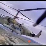 FPV Drone Near Intercept of Ka-52 in Kursk (Possible Remote Detonation?)