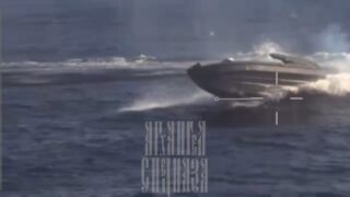 Ukrainian Marine Drones Attacking Russian Patrol Boats in the Black