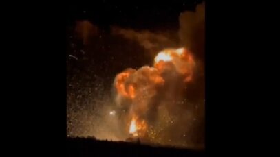 HUGE Blast After Russian Ammo Dump Hit in Khartsyzk, Donetsk